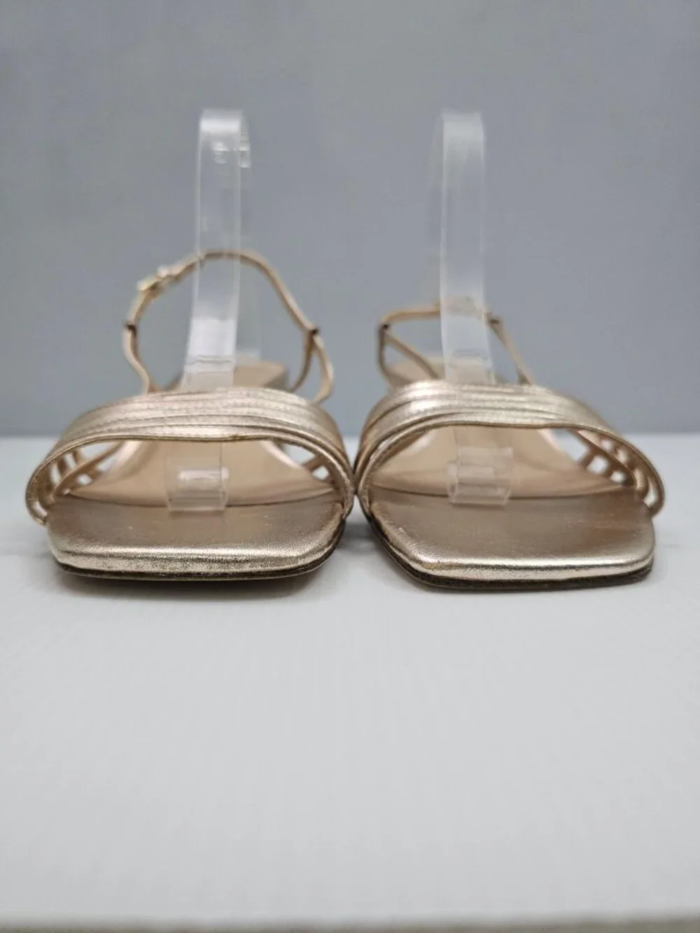 Reformation Eleonora Slingback Sandal Size 11 Gold Leather Square Toe Block Heel